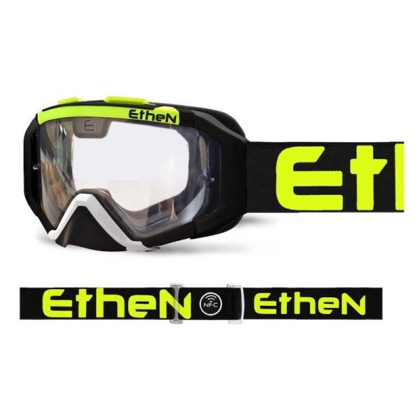 Máscara Ethen 05R Enduro negra-amarilla (lente transparente)