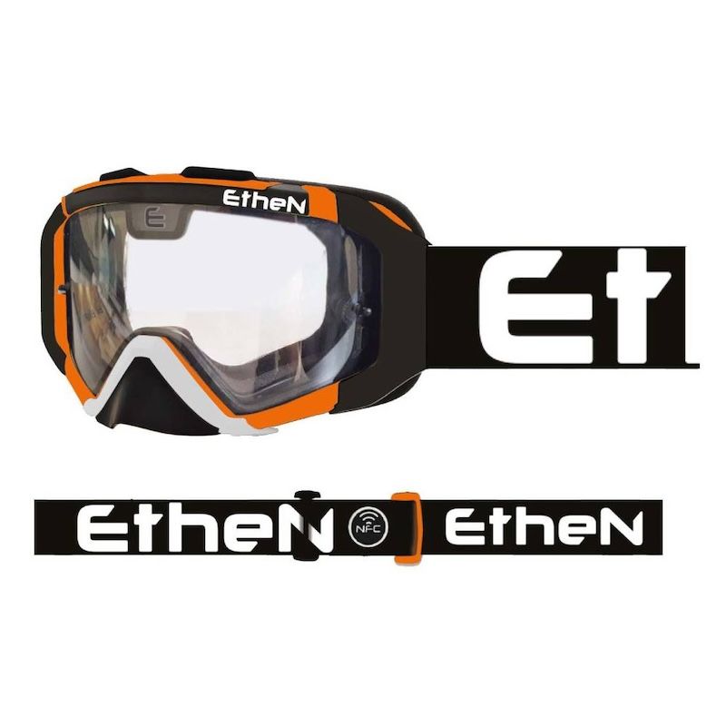 Máscara Ethen 05R Enduro negra-naranja (lente transparente)