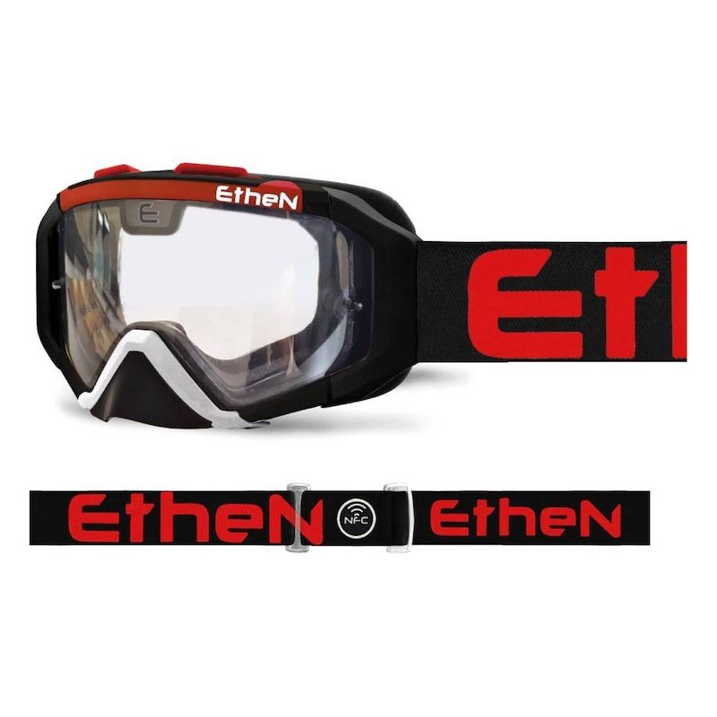 Máscara Ethen 05R Enduro negra-roja (lente transparente)