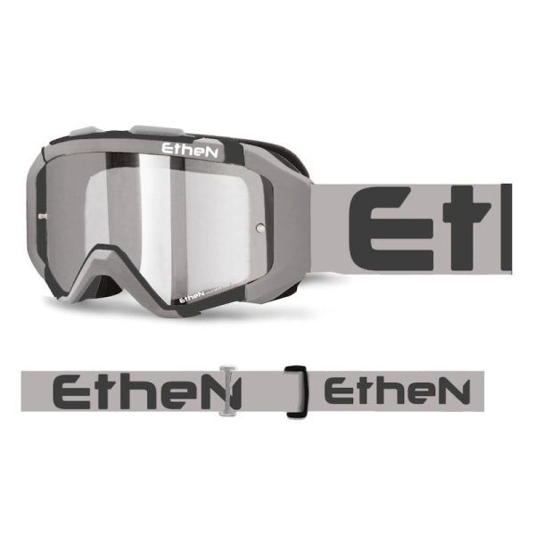 Máscara Ethen 05R gris-negra (lente espejo plata)