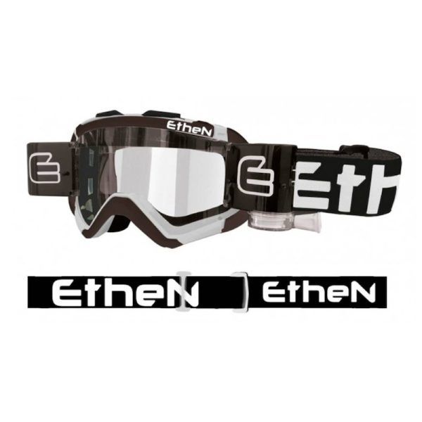 Máscara Ethen 05R Mud blanca-negra roll off (lente transparente)