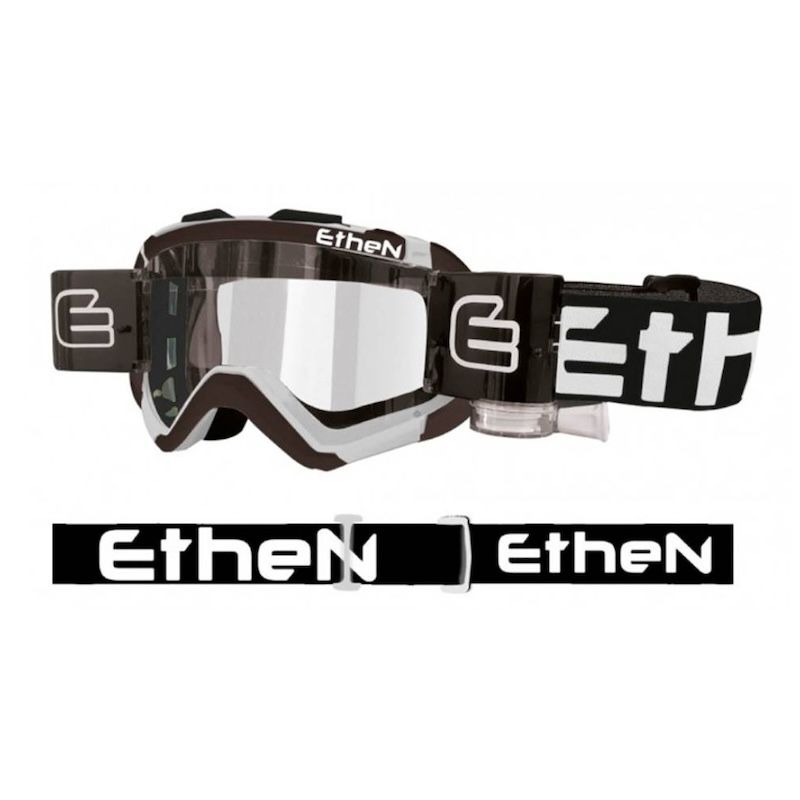 Máscara Ethen 05R Mud blanca-negra roll off (lente transparente)