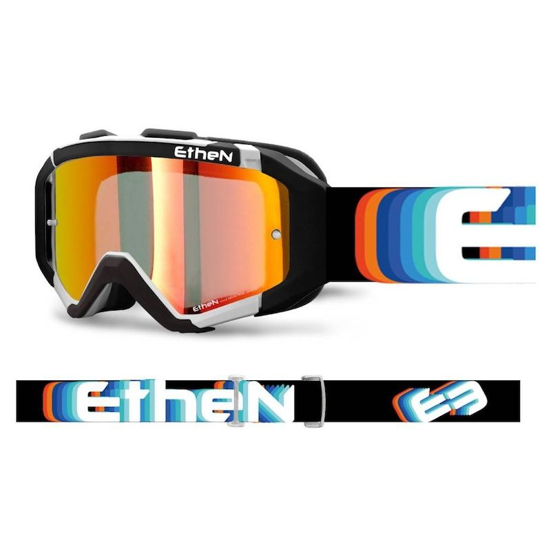 Máscara Ethen 05R negra-multicolor (lente espejo roja)