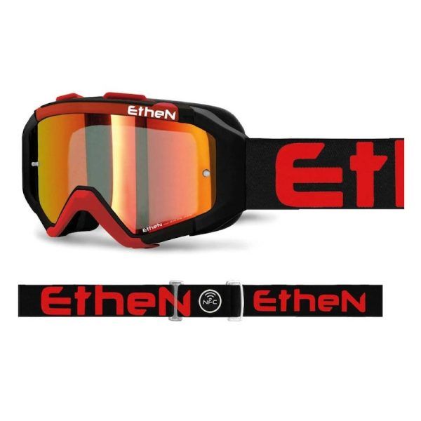 Máscara Ethen 05R negra-roja (lente espejo roja)