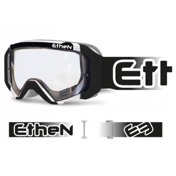 Máscara Ethen 05R Primis blanca-negra (lente transparente)