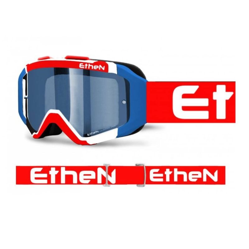 Máscara Ethen 05R roja-azul-blanca (lente espejo azul)