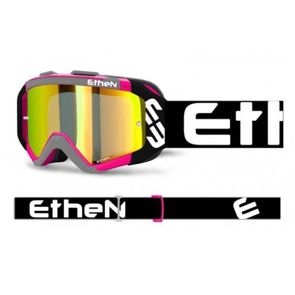 Máscara Ethen Ares fucsia (lente espejo dorada)